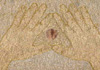 <strong>Chosen</strong>, 2005<br />
<em>Size:</em>   34,5 x 35,5 cm<br />
<em>Technique:</em>  hand- and machine embroidery<br />	
<em>Material:</em>  silk-organza, metal, leaves of rose
