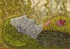 <strong>Two suns</strong>, 2004<br />
<em>Size:</em>   47 x 53 cm<br />
<em>Technique:</em>  hand- and machine embroidery<br />	
<em>Material:</em>  silkviscose velvet, silk, cotton, viscose, pearls