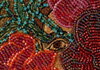 <strong>The Hideout II</strong>, a detail 2010<br />
<em>Size:</em> 30 x 30 x 4 cm<br />
<em>Technique:</em> hand embroidery, oil painting<br />	
<em>Material:</em> silk, pearls, cotton, oil colour