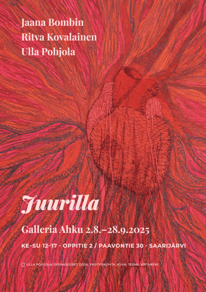 Juurilla – Jaana Bombin, Ritva Kovalainen ja Ulla Pohjola, ryhmänäyttely